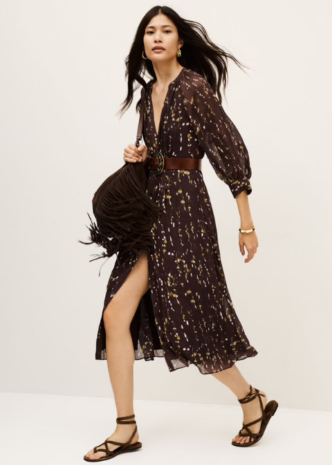 Vestido BA&SH marrón estampado