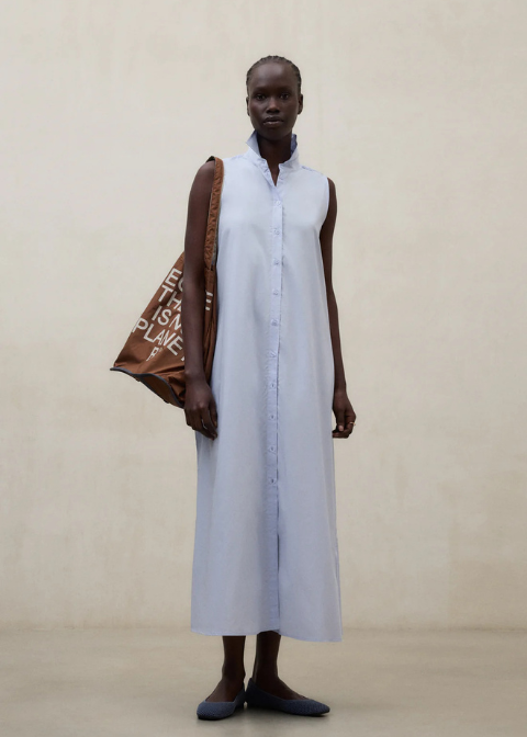 Vestido ECOALF azul claro midi camisero