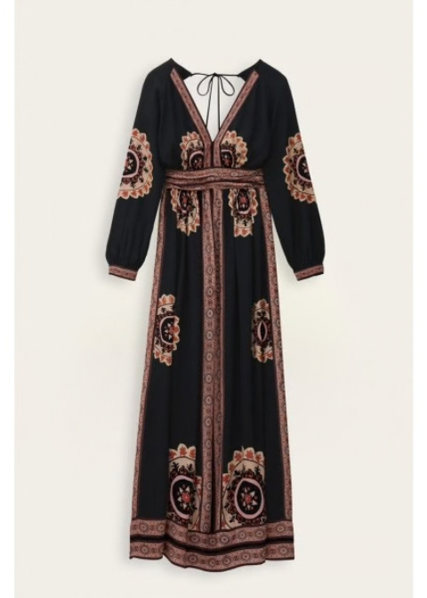 Vestido BA&SH negro largo escote pico