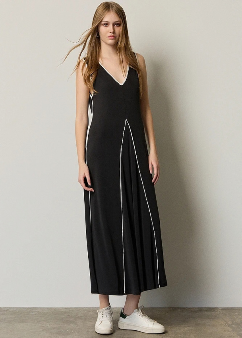 Vestido BSB negro midi tirantes