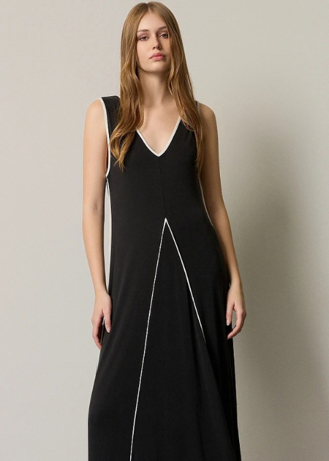 Vestido BSB negro midi tirantes