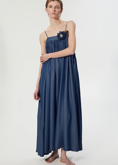 Vestido BSB azul vaquero midi