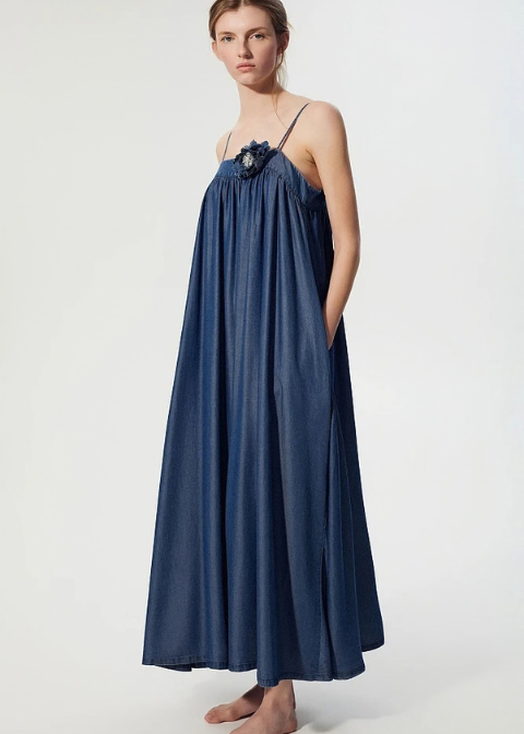 Vestido BSB azul vaquero midi