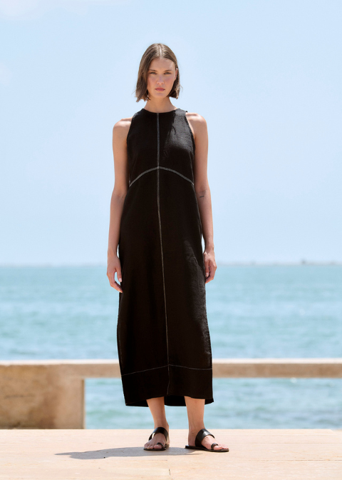 Vestido SITA MURT negro midi lino