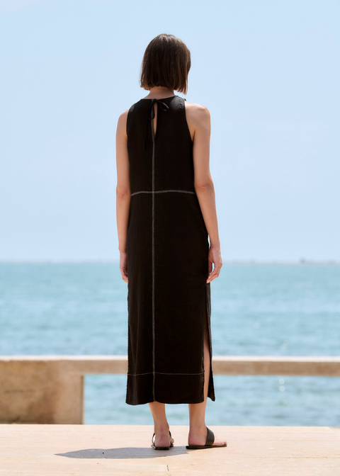 Vestido SITA MURT negro midi lino