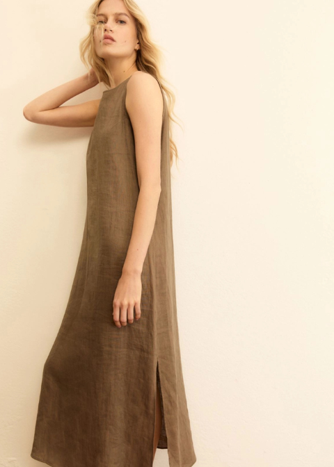 Vestido EMME MARELLA color arena lino