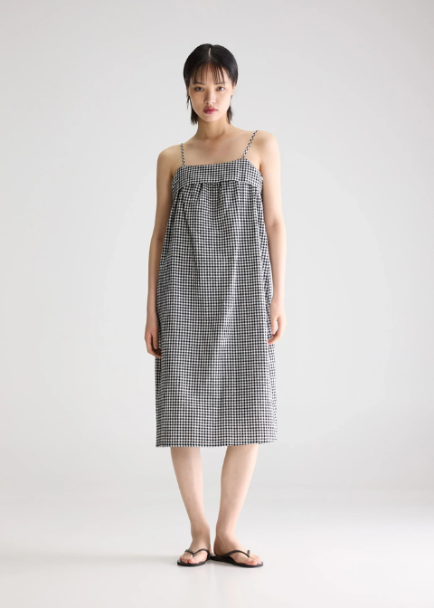 Vestido BELLEROSE blanco cuadrito vichy