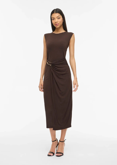 Vestido VILA marrón midi