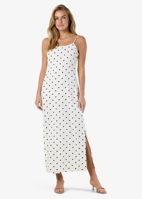 Vestido NOISY crudo lunares negros