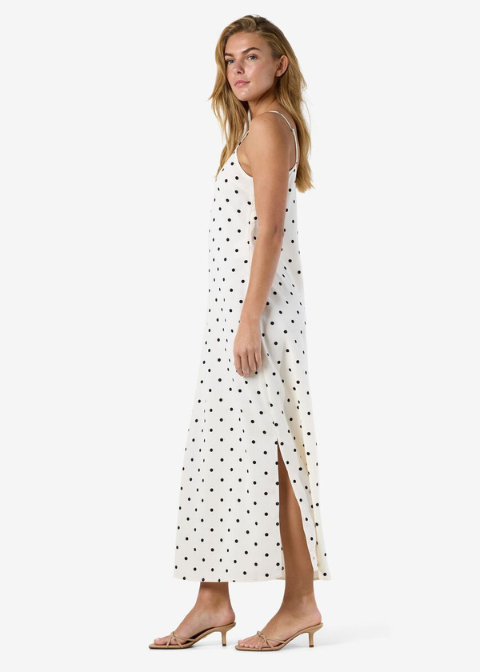Vestido NOISY crudo lunares negros
