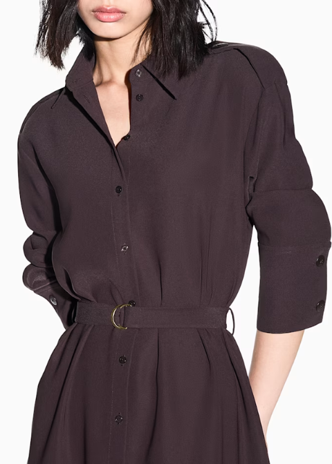Vestido ARMANI marrón sofisticado detalle cinturón