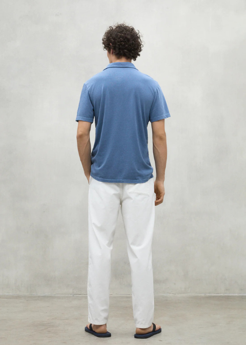 Polo azul algodón sin botones