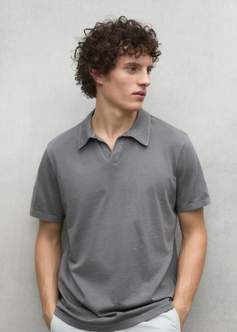 Polo gris algodón sin botones