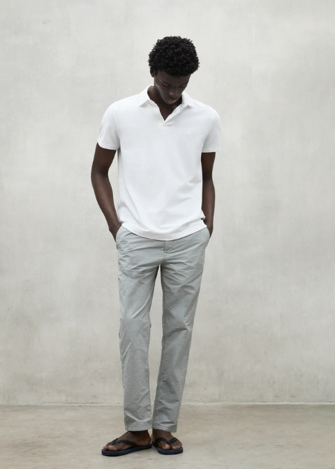 Polo blanco textur pique