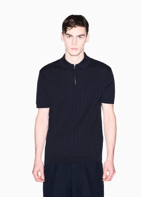 Polo ARMANI azul marino punto acanalado