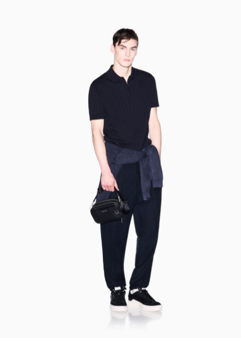 Polo ARMANI azul marino punto acanalado