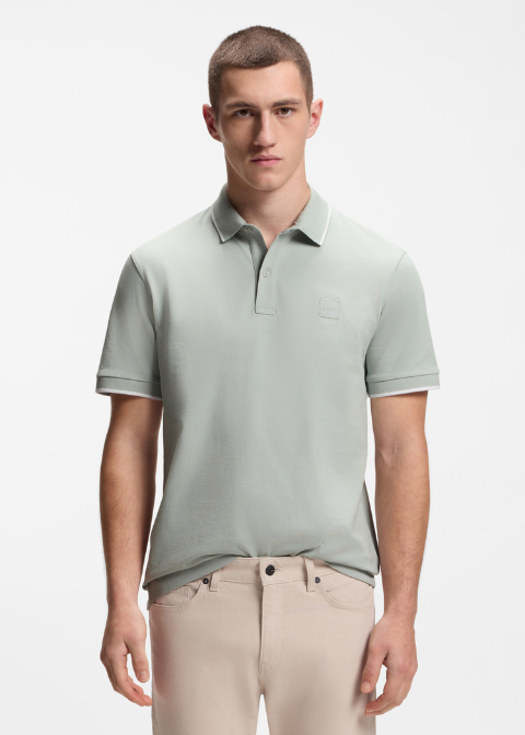 Polo HUGO BOSS verde agua ribete blanco