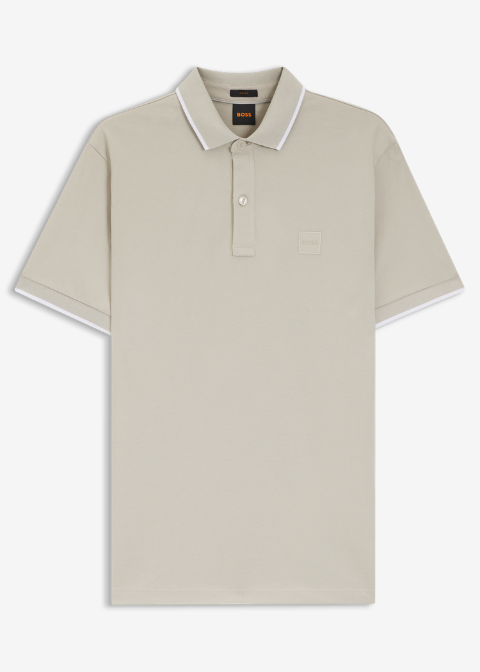 Polo HUGO BOSS piedra ribete blanco
