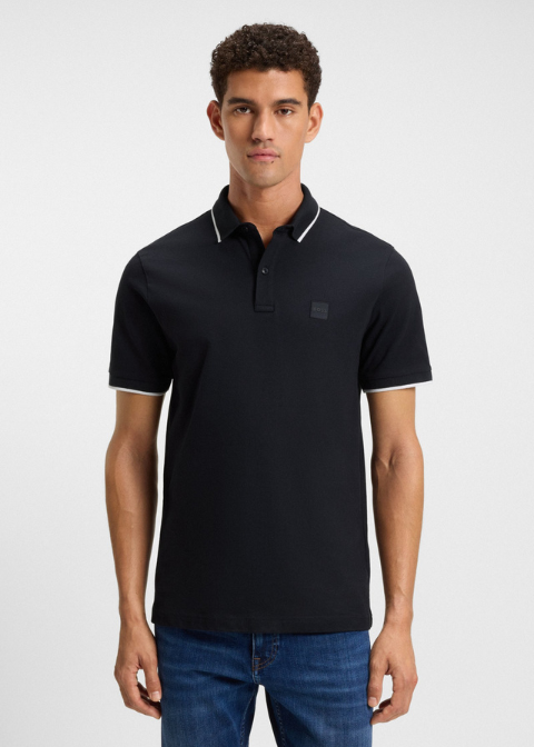Polo HUGO BOSS azul marino ribete blanco