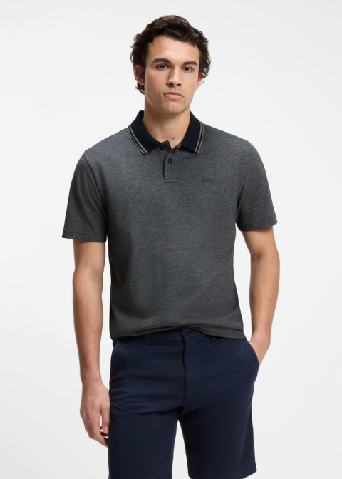 Polo HUGO BOSS gris oscuro texturizado