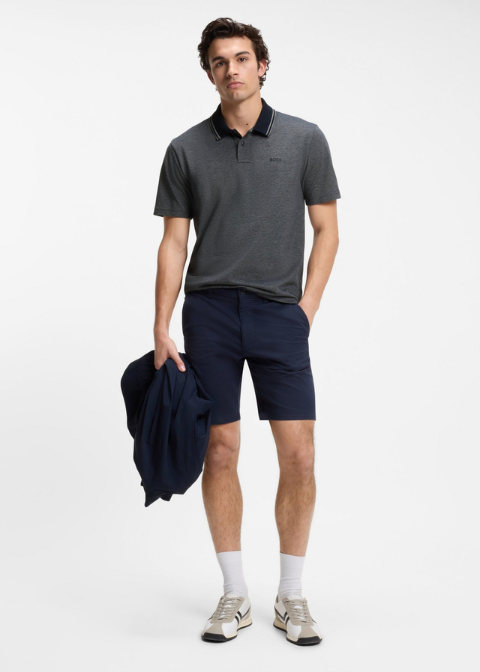 Polo HUGO BOSS gris oscuro texturizado