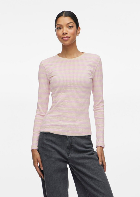 Top VILA crudo rayas rosas