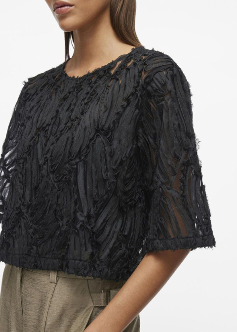 Top ROUGE EDIT negro calado