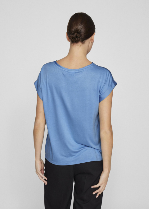 Top VIELLETTE azul satén