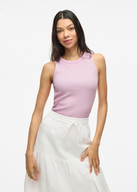 Top VILA  rosa malva canalé tirantes