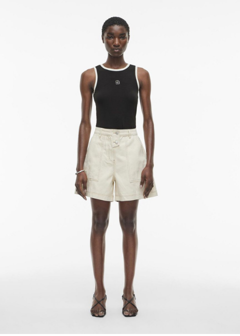 Top ROUGE EDIT negro ribete beige