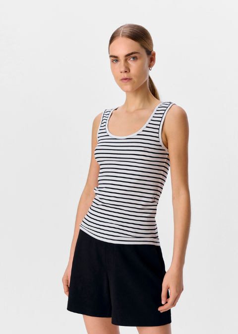 Top OBJECT blanco rayas negras