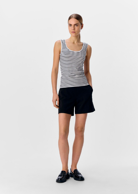 Top OBJECT blanco rayas negras