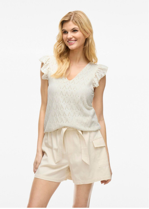 Top VILA beige manga volante
