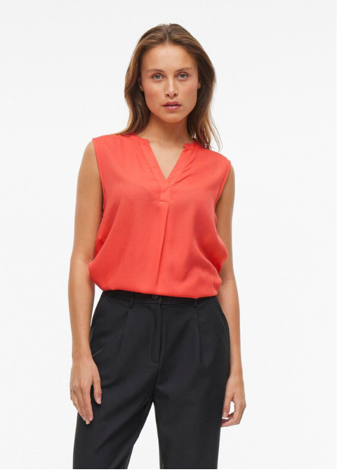 Top VILA coral sin manga