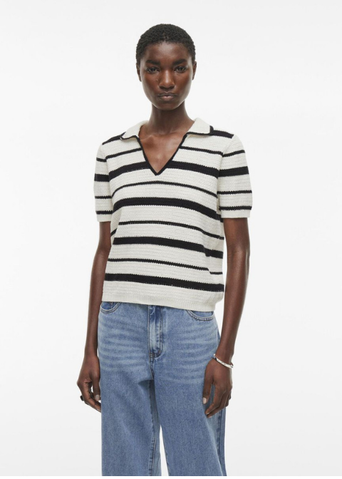 Top ROUGE EDIT beige rayas negras