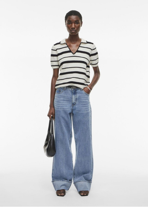 Top ROUGE EDIT beige rayas negras