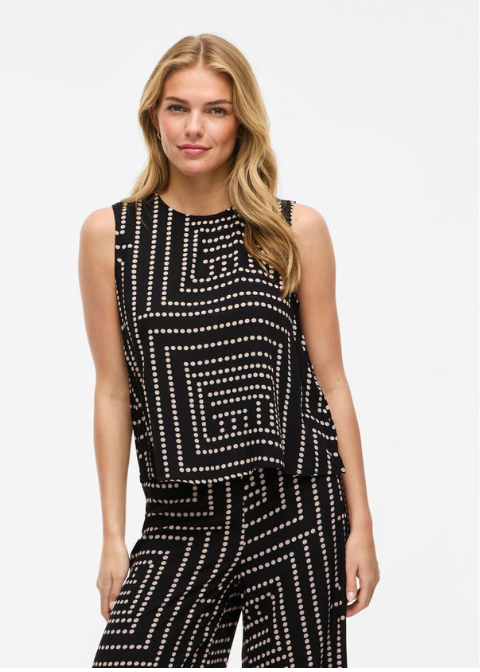 Top VILA negro lunares en beige