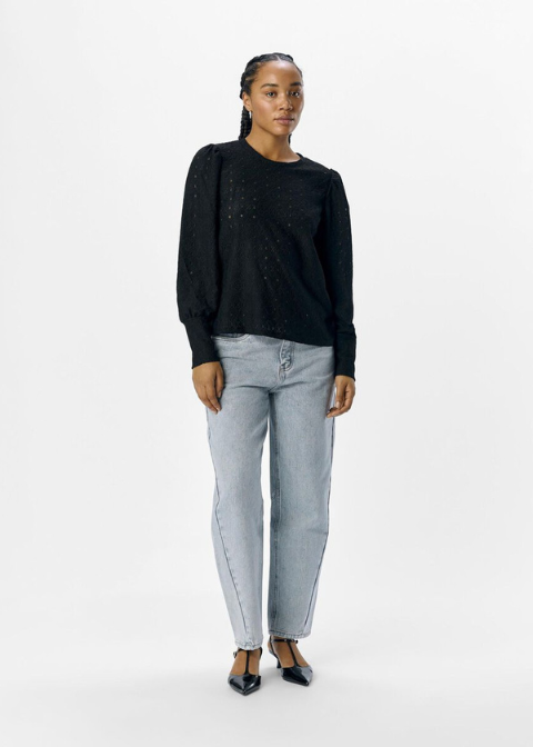 Top OBJECT negro calado