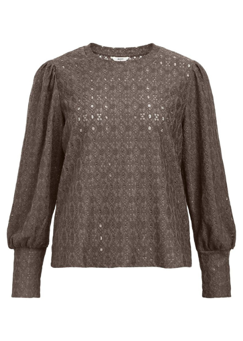 Top OBJECT marrón calado