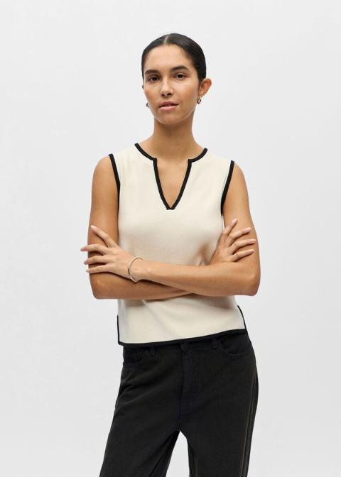 Top OBJECT beige canalé