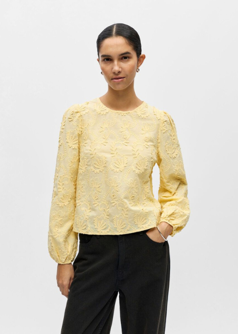 Top OBJECT amarillo detalles bordados