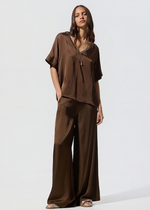 Top BSB marron oscuro satinado