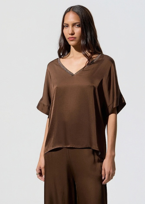 Top BSB marron oscuro satinado