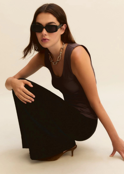 Top EMME MARELLA marron oscuro elastico