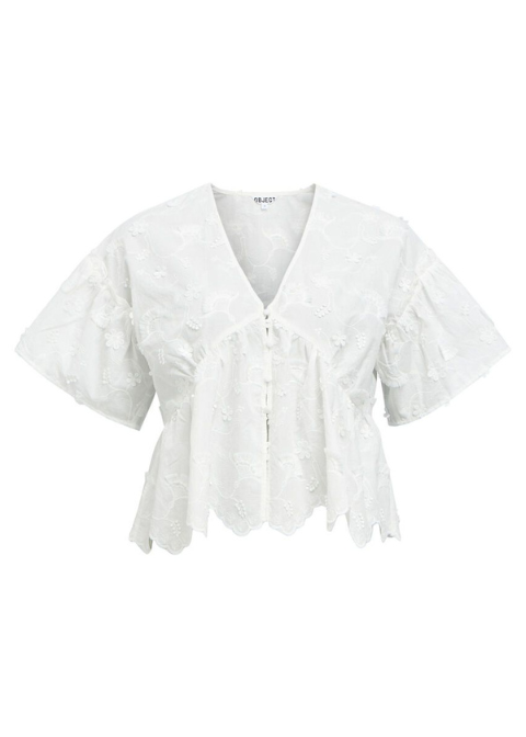 Top OBJECT blanco bordados