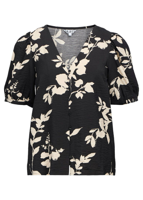 Top OBJECT negro flores