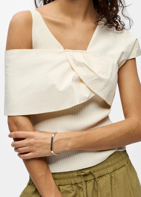 Top OBJECT beige asimetrico