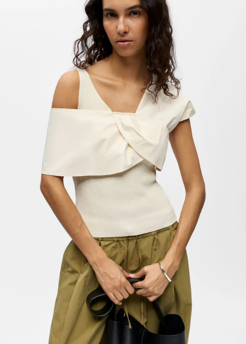 Top OBJECT beige asimetrico