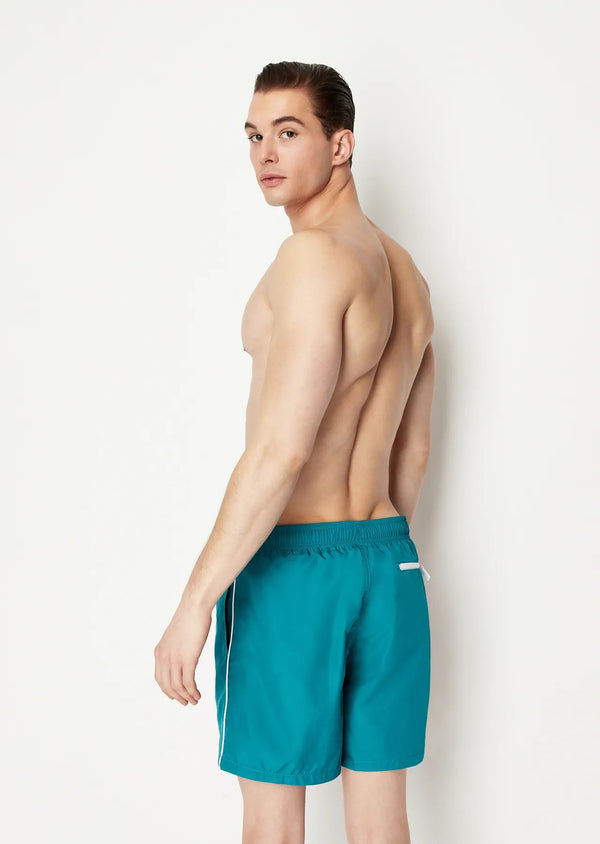 Bañador verde raya blanca