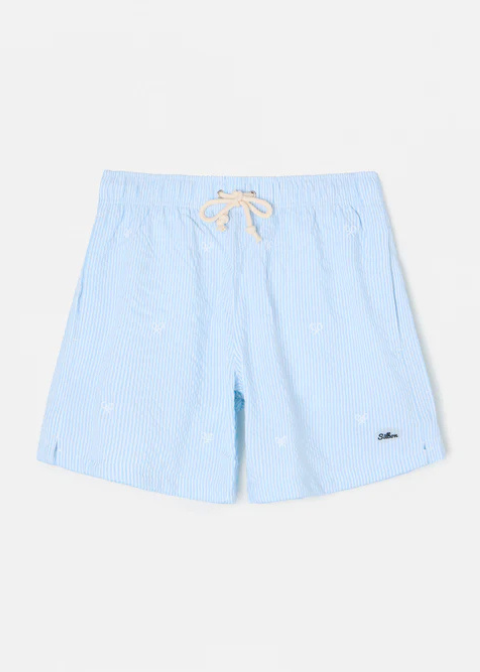 Bañador blanco rayas azul